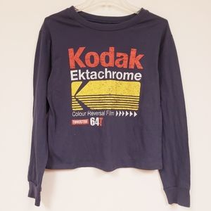 Kodak Vintage Style Long Sleeve Graphic Tee Navy